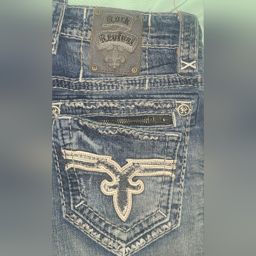 Mens Rock Revival Jerry Slim Straight 31x30 Jeans With Ankle Zippers